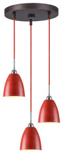 Load image into Gallery viewer, Woodbridge Lighting Vento 3-Light Pendant Cluster, Red, Bronze