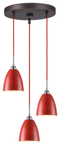 Woodbridge Lighting Vento 3-Light Pendant Cluster, Red, Bronze