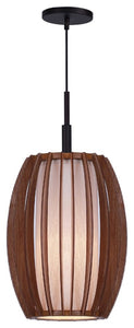 Fins Wood 1-Light Mini-pendant, Bronze