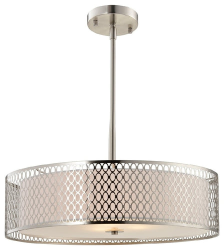 Spencer Pendant With Off-White Shade, Satin Nickel, 22