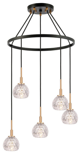 Woodbridge Lighting Elise 5-Light Pendant Chandelier LED, Mercury Crystal Ball