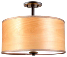 Load image into Gallery viewer, Drum Veneer 3-Light Semi-Flush Cityscape Ceiling Mount, Bronze