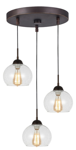 Woodbridge Lighting Taylor Ball 3-Light Cluster With ST64 Bulb, Clear Seedy