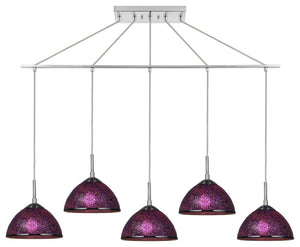 Woodbridge Lighting Alexis 5-Light Linear Pendant, Satin Nickel, Mosaic Purple