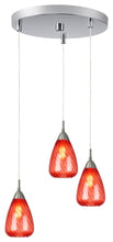 Load image into Gallery viewer, Soak 3-Light Pendant, Red, Satin Nickel