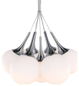 Alicia 7-Light Tight Pendant Cluster, Chrome, Opal LED