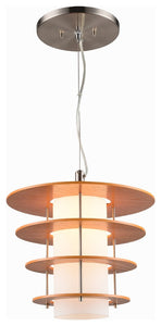 Ramsay Pendant Lighting, Satin Nickel, Wood Layers