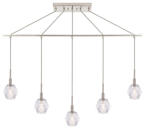 Woodbridge Lighting Jewel 5-Light Linear Pendant, Satin Nickel, LED G9