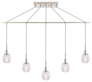 Woodbridge Lighting Jewel 5-Light Linear Pendant, Satin Nickel, LED G9