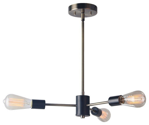 Ethan 3-Light Chandelier, Satin Nickel/Black, Vintage ST64