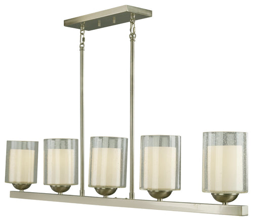 Cosmo 5-Light Island Light, Satin Nickel