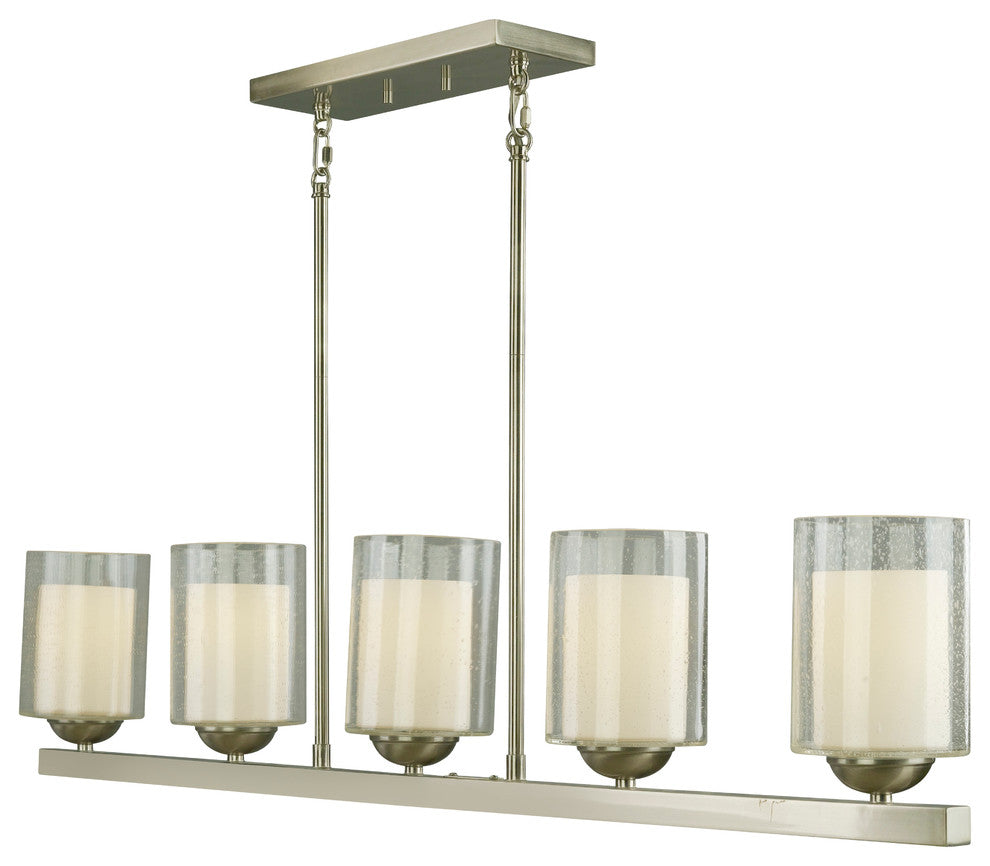 Cosmo 5-Light Island Light, Satin Nickel