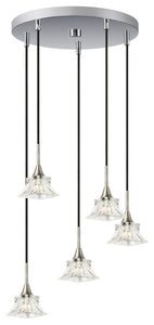 Woodbridge Lighting Christina Pendants, Nickel, 5-Light