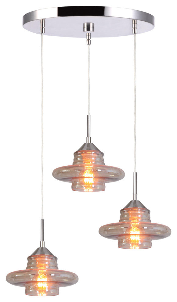 Transference 3-Light Ceiling Cluster Pendant, Satin Nickel