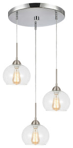 Woodbridge Lighting Taylor Ball 3-Light Cluster With ST64 Bulb, Clear Seedy