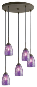 Venezia 5-Light Multi-Light Pendant, Metallic Bronze, Purple Glass