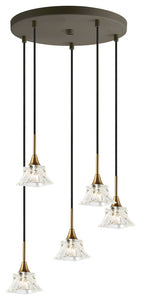 Woodbridge Lighting Christina Pendants, Brass/Bronze, 5-Light