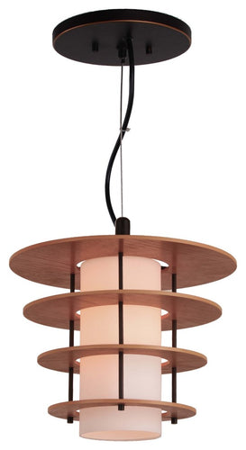 Ramsay Pendant Lighting, Bronze, Wood Layers