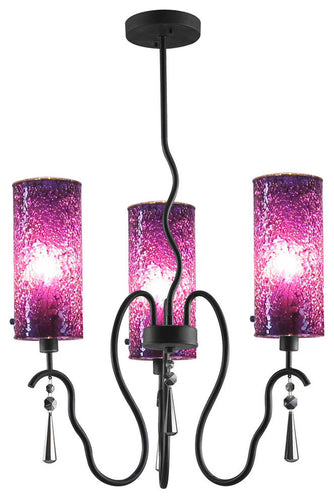 Haley 3-Light Chandelier, Purple Mosaic Glass