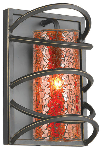 Woodbridge Lighting Loop Wall Sconce Black, Amber Mosaic Glass