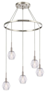 Woodbridge Lighting Jewel 5-Light Pendant Chandelier, Satin Nickel, LED G9