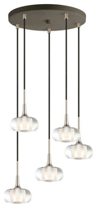 Christina 5-Light Cluster Pendant, Nickel/Bronze