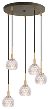 Load image into Gallery viewer, Woodbridge Lighting Elise Pendants, Brass/ Bronze, 5l Cluster, Mercury Crystal B