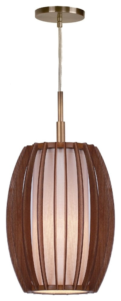 Fins Wood 1-Light Mini-pendant, Brass