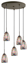 Load image into Gallery viewer, Venezia 5-Light Multi-Light Pendant, Metallic Bronze, Multi Color Glass