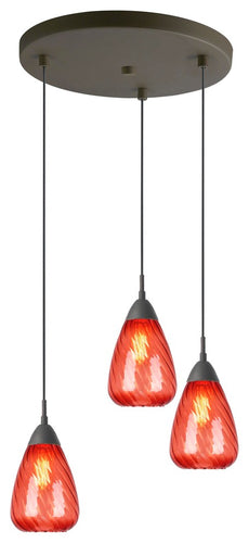 Soak 3-Light Pendant, Red, Matte Black