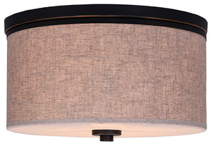 Hudson Flush Mount, Bronze, Fabric Shade, Gray