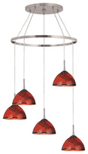 Load image into Gallery viewer, Alexis 5-Light Pendant Chandelier, Satin Nickel, Mosaic Red