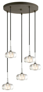 Woodbridge Lighting Christina 5-Light Cluster Pendant, Chrome/Bronze