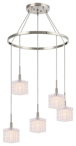 Woodbridge Lighting Candice 5-Light Pendant Chandelier LED, Frosted Square