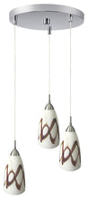 Load image into Gallery viewer, Art Glass 3-Light Multi-Light Pendant, Picasso Glass, Satin Nickel