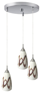 Art Glass 3-Light Multi-Light Pendant, Picasso Glass, Satin Nickel