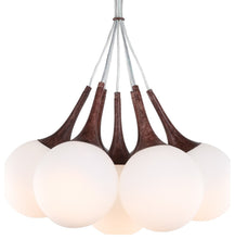 Load image into Gallery viewer, Alicia 7-Light Tight Pendant Cluster, Walnut, Opal LED