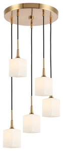 Woodbridge Lighting Chelsea Cluster Pendant, Opal Square Glass