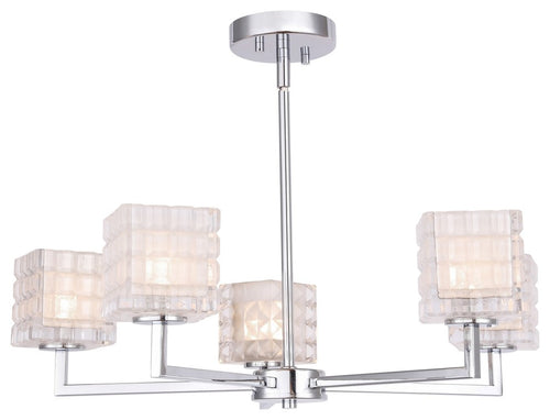 Candice 5-Light Chandelier, Frosted Crispy Glass, LED G9