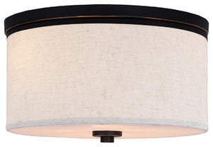 Woodbridge Lighting Hudson Fabric Shade Flush Mount, Bronze, Fabric Shade, Beige