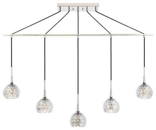 Bristol 5-Light Linear Pendant, Chrome, Mercury Crystal Ball, Halogen G9