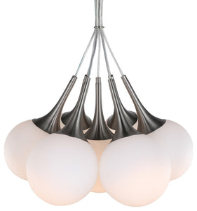 Alicia 7-Light Tight Pendant Cluster, Nickel, Opal LED