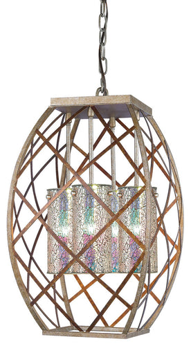 Braid 4-Light Foyer Light, Iridescent Mosaic Glass