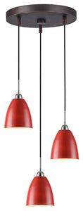 Woodbridge Lighting Vento 3-Light Pendant Cluster, Red/Black, Bronze