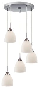 Hampton Ridge Cluster Pendant, Satin Nickel/Opal Glass