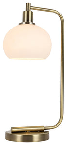 Austin 1-Light Table Lamp, Brass, Opal Elliptical Ball Glass