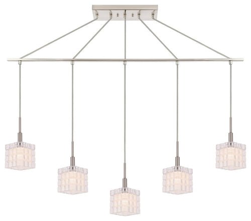 Woodbridge Lighting Candice 5-Light Linear Pendant LED, Frosted Crispy Square