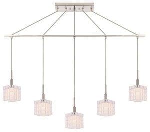 Woodbridge Lighting Candice 5-Light Linear Pendant LED, Frosted Crispy Square