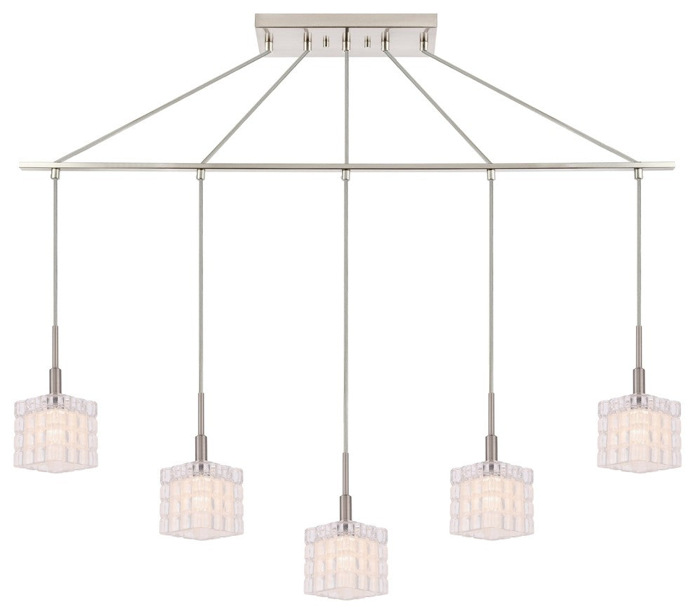 Woodbridge Lighting Candice 5-Light Linear Pendant LED, Frosted Crispy Square