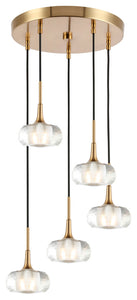 Woodbridge Lighting Christina 5-Light Cluster Pendant, Brass/Brass